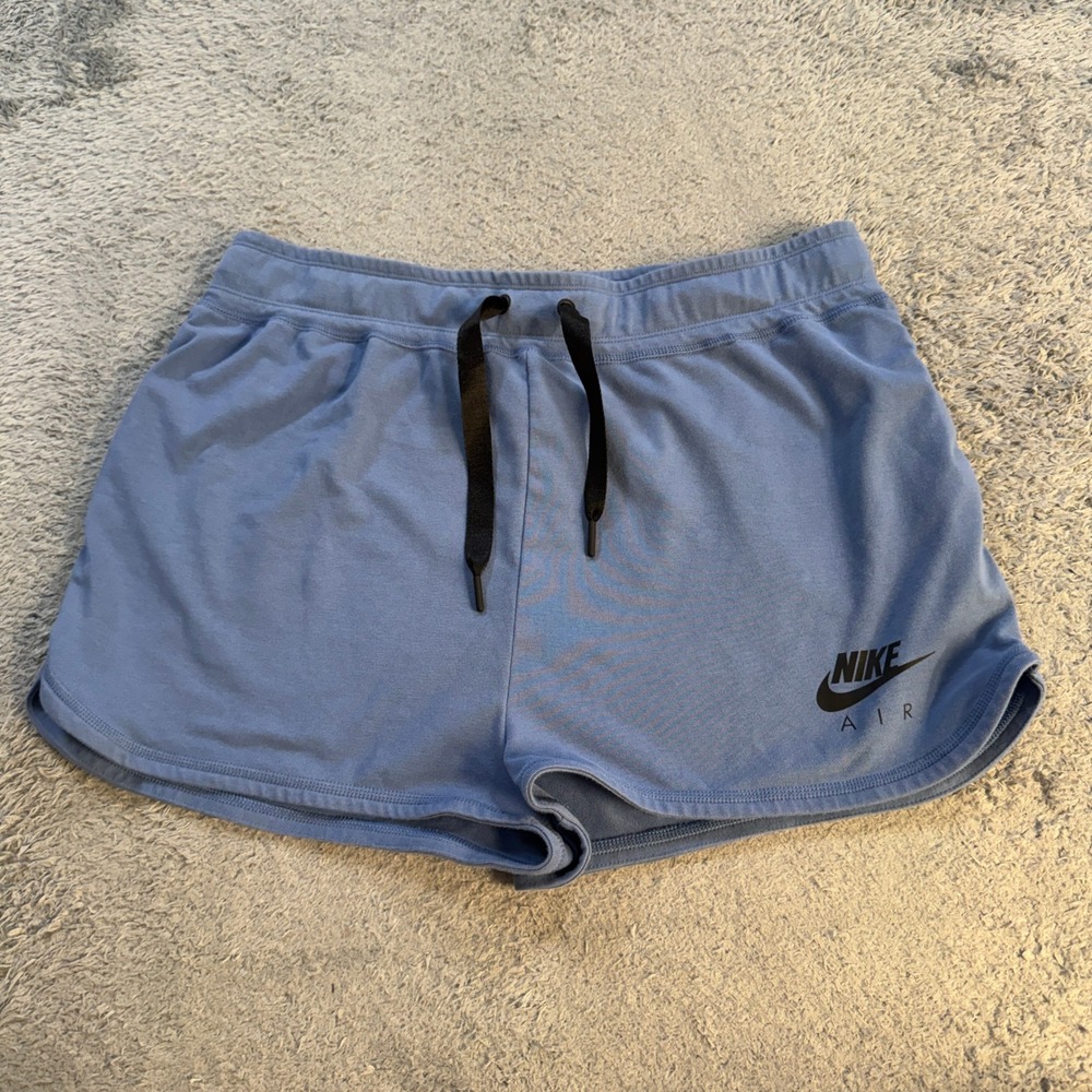 Nike Womens Air Jersey Shorts Large Blue Cotton Blend Drawstring Activewear